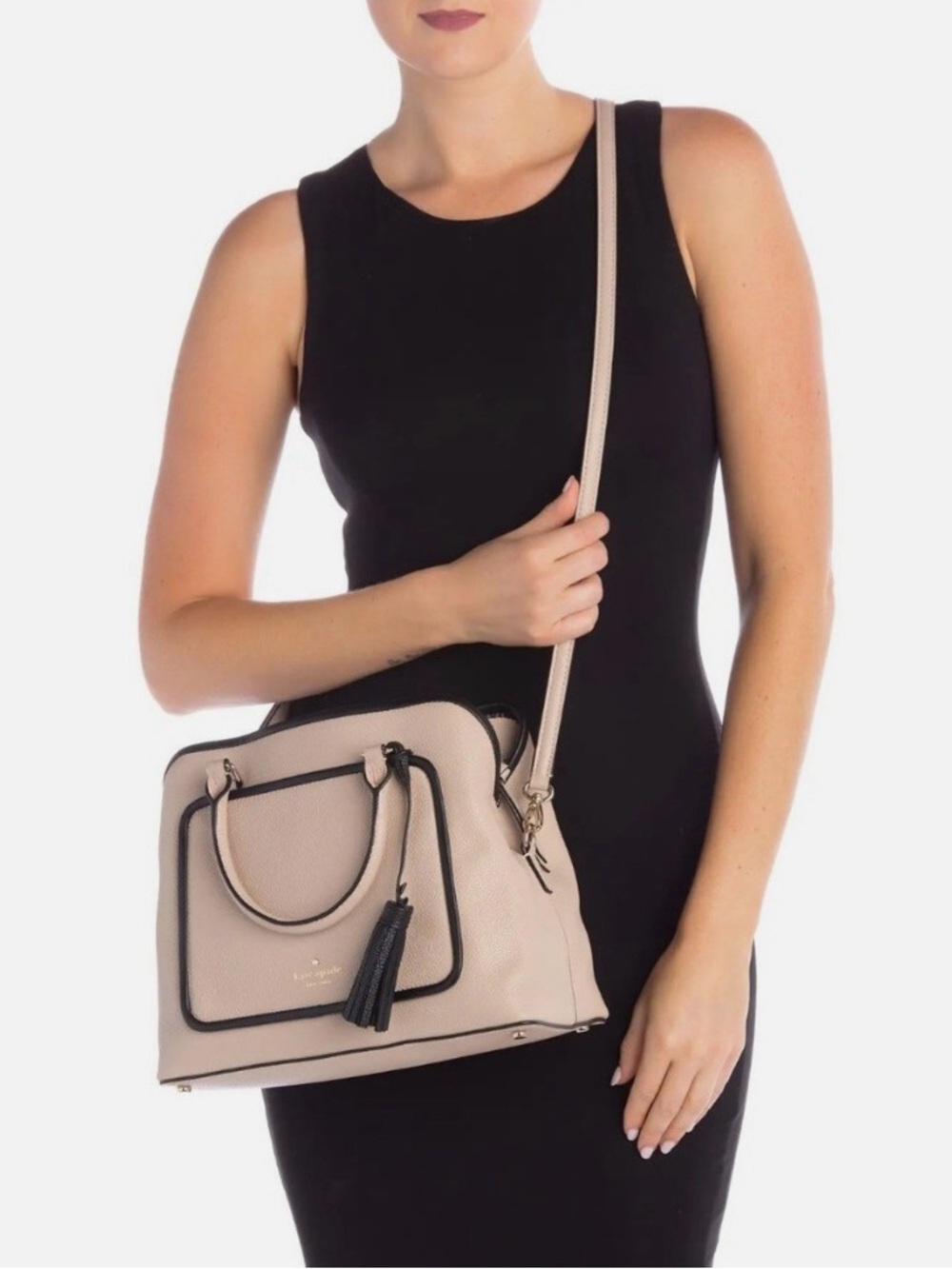 Kate Spade- Pebbled Leather Satchel Handbag with Tassel